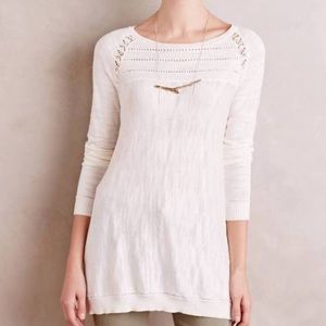 Anthropologie Knitted & Knotted Ivory Tunic Sweater Small